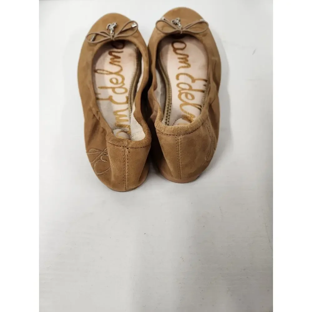 Sam Edelman Women's Suede Felicia Ballet Flats, Size 6.5M, Tan Color. Bow Accent - Picture 3 of 10